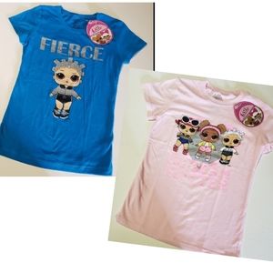L.O.L Surprise Tops Girls Size Small 6/6X T-Shirts Set of 2 Pink and Blue NWT
